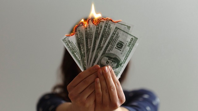 Money on fire