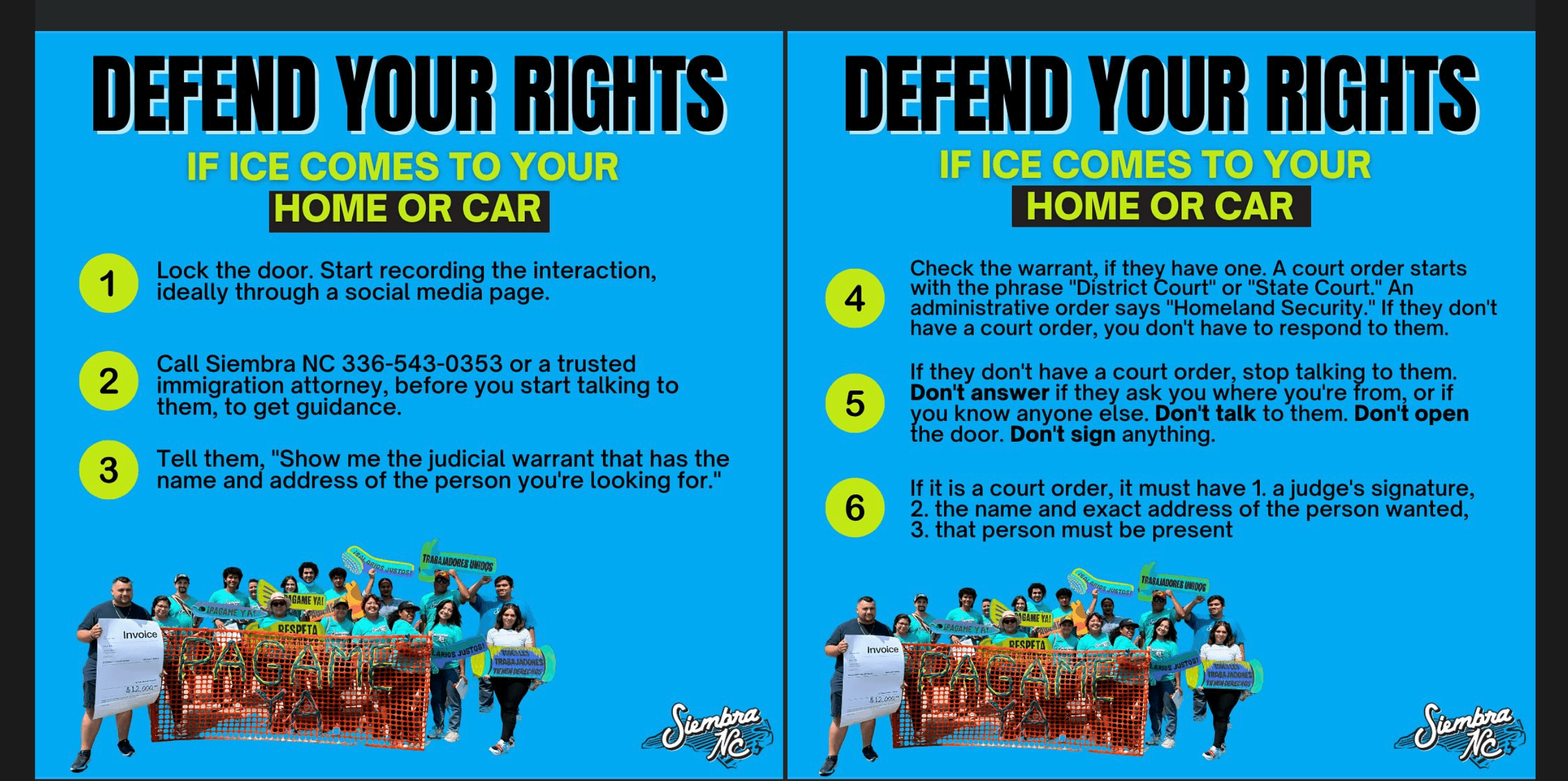 Siembra NC | “Defend Your Rights” Facebook posts, January 29, 2025