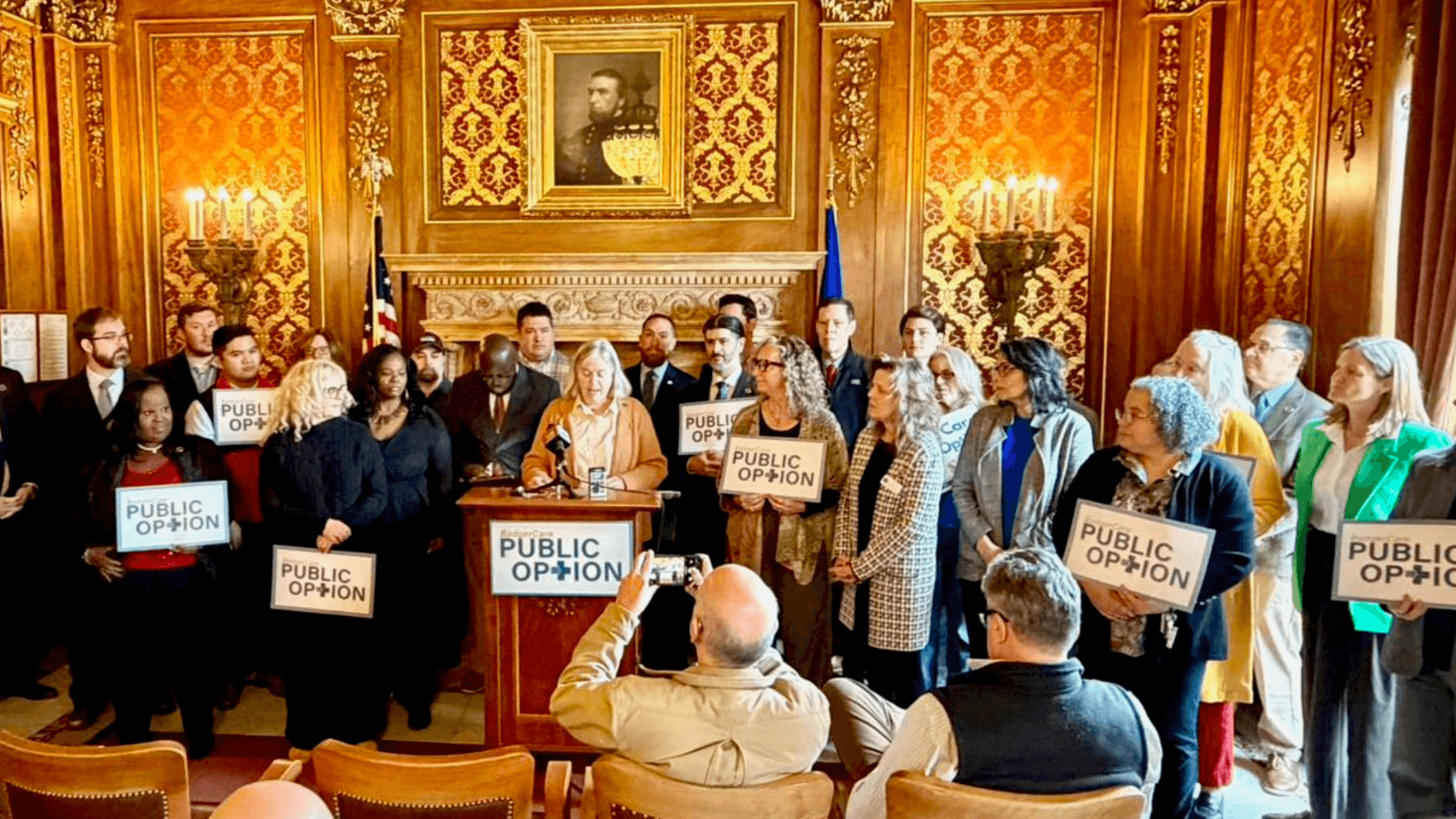 Photo: Citizen Action Wisconsin announcing a new public option healthcare bill.