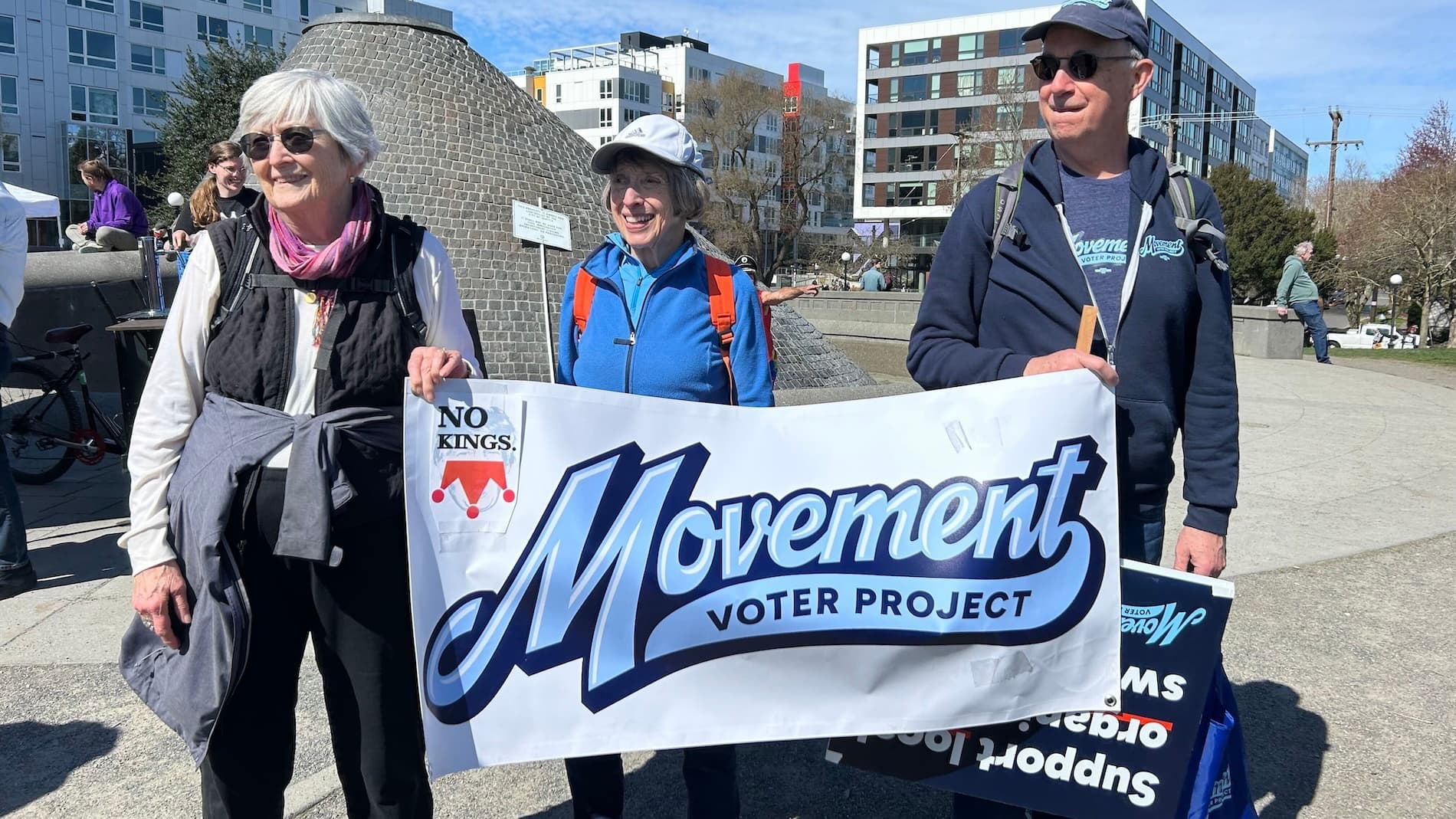 Photo: Volunteers with MVP’s Washington State Hub at the Seattle No Kings 3 march.