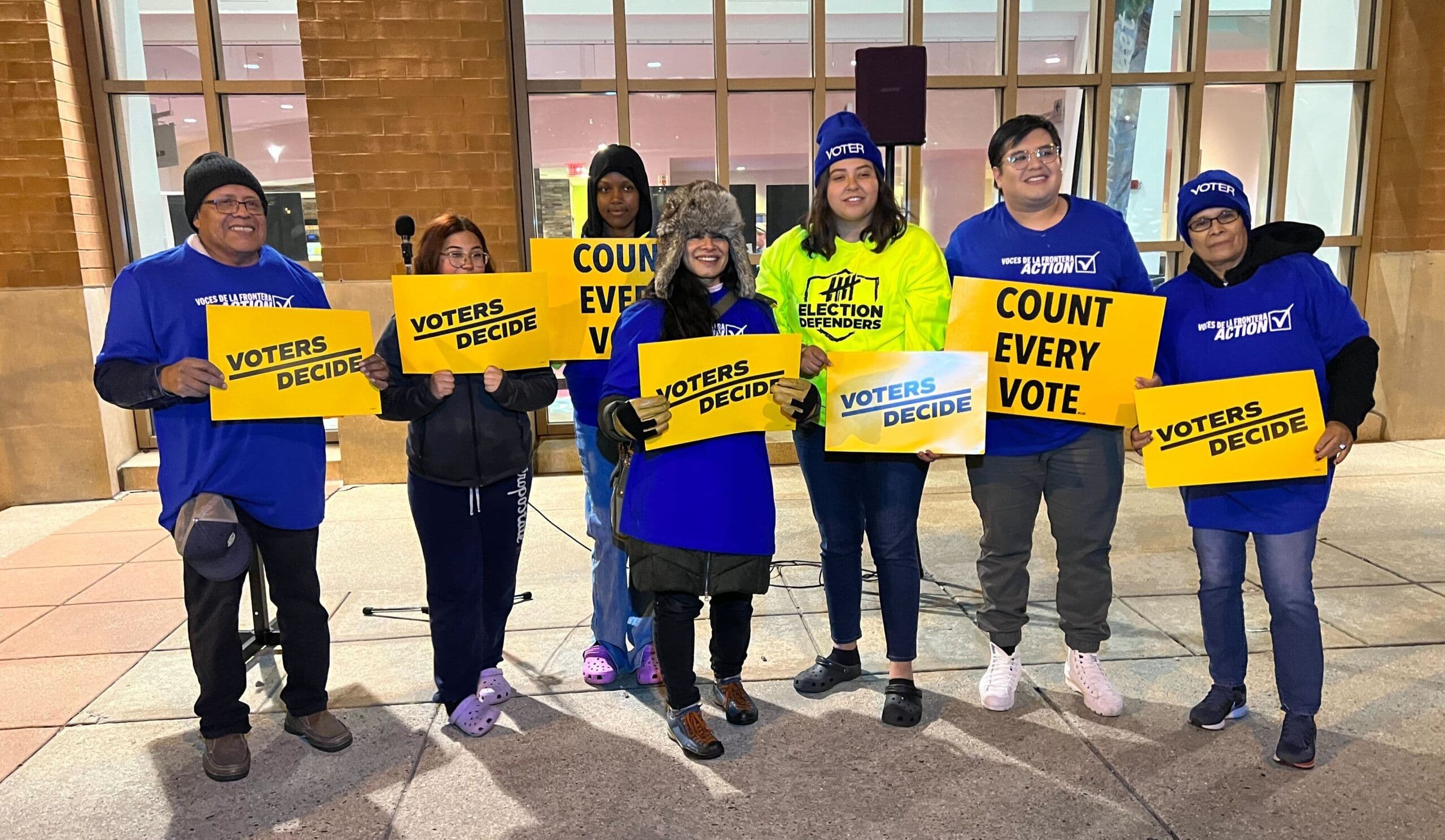 Count Every Vote rally in Milwaukee, 2022, with Working Families Organization, Voces de la Frontera Action, and others (Photo: Reema Ahmad, MVP)