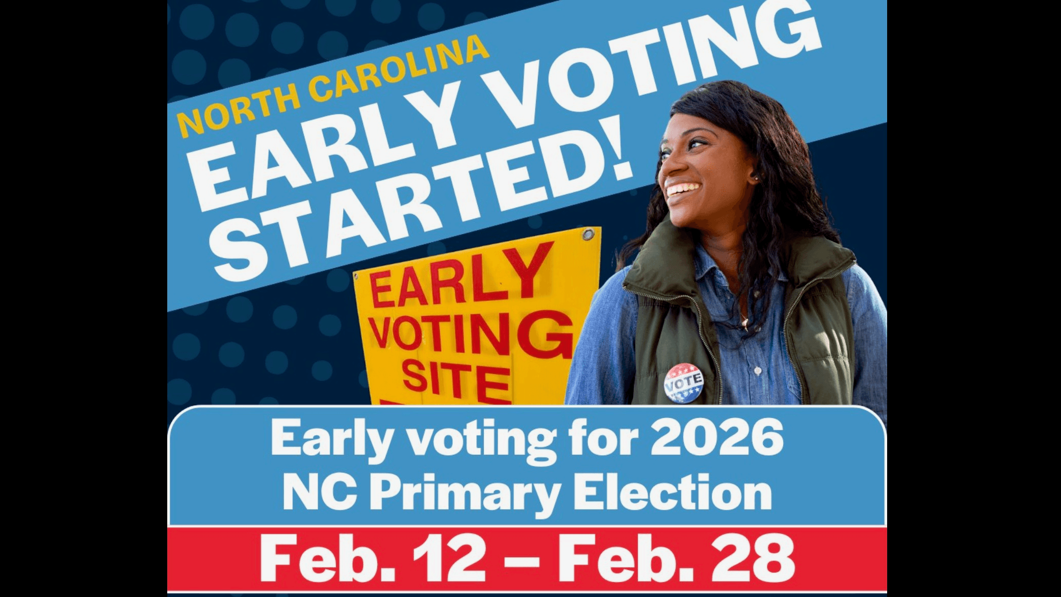 Graphic: Common Cause NC educates voters on early voting dates.