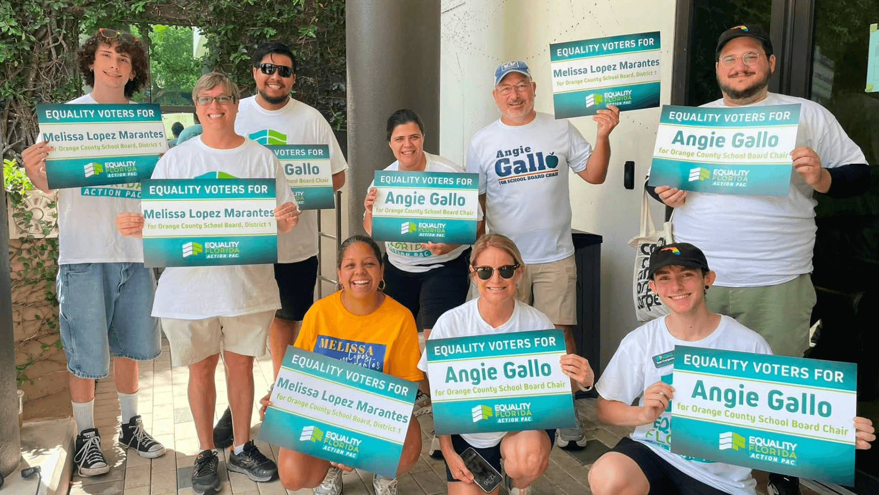 Photo: Equality Florida Action PAC canvassers knocking doors for Angie Gallo who won her Orange County School Board race.