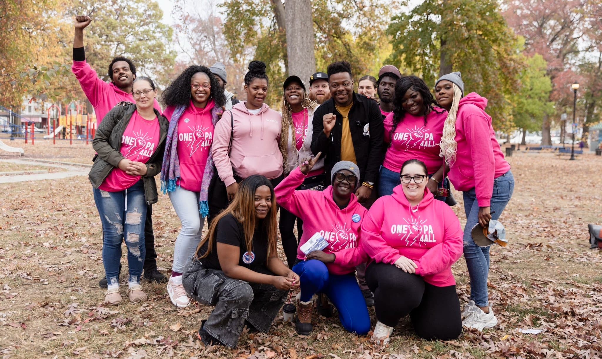 Photo: One PA for All canvassers talking to voters in their communities.