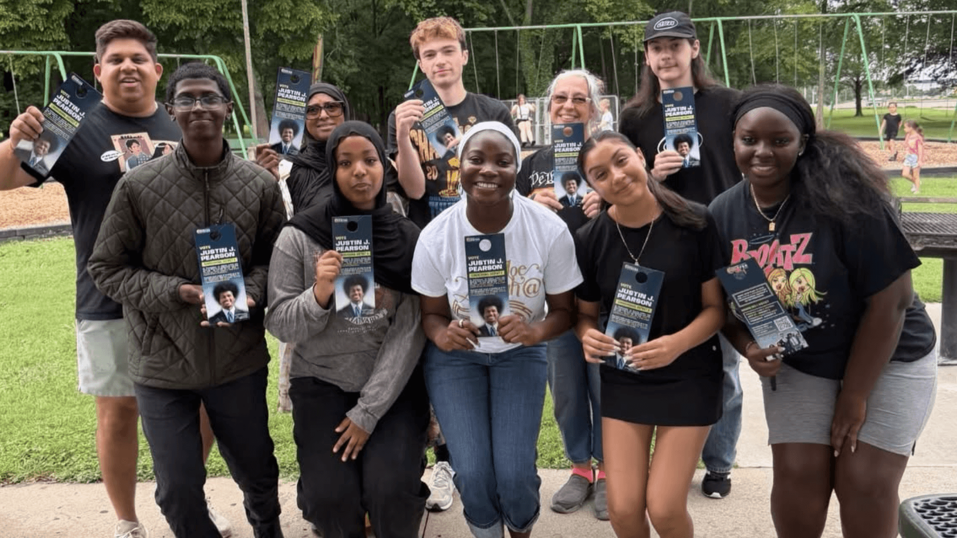 Photo: TIRRC Votes canvassers knocking doors for Democratic U.S. House candidate Justin J. Pearson.