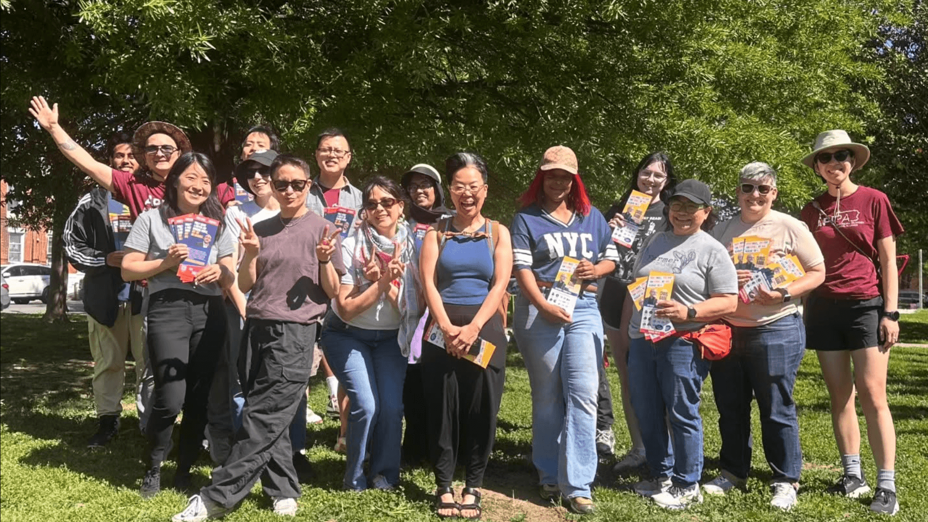 Photo: Volunteer canvassers with MVP partner Asian Pacific Islander Political Alliance knocking doors in Pennsylvania ahead of the May primary elections.
