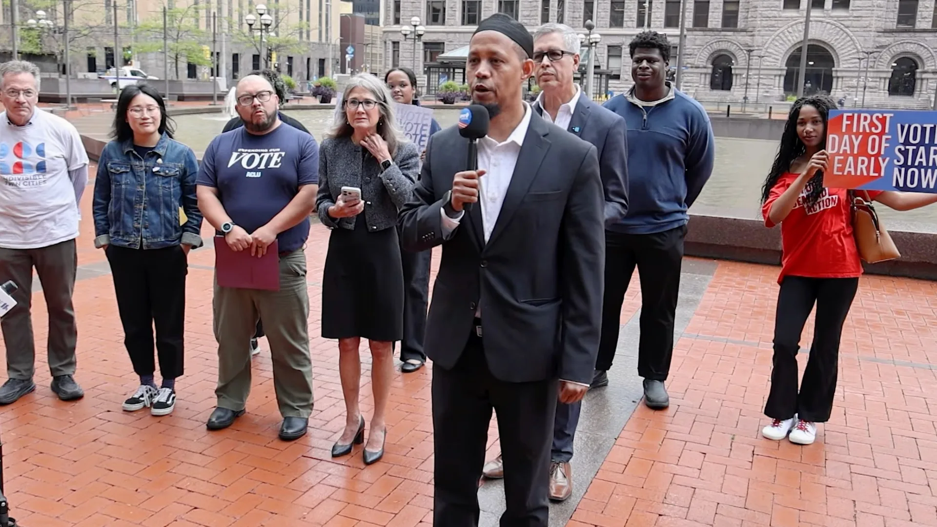Photo: Minnesota organizers hold a press conference promoting September 18, 2026, the first day of early voting.