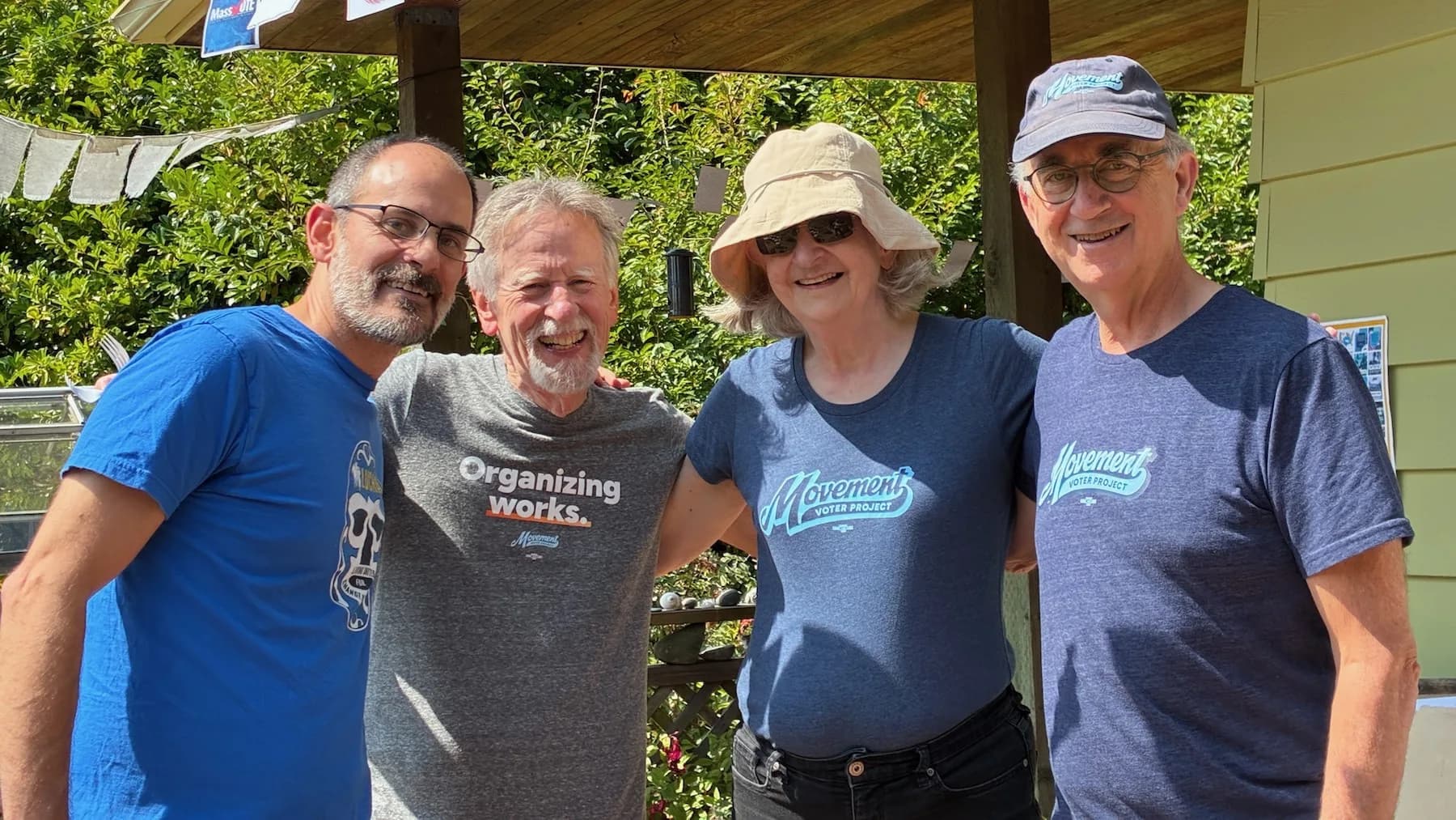 Photo: MVP Philanthropic Advisor Burke Stansbury (far left) with three donor organizing volunteers with MVP’s Washington State Hub.