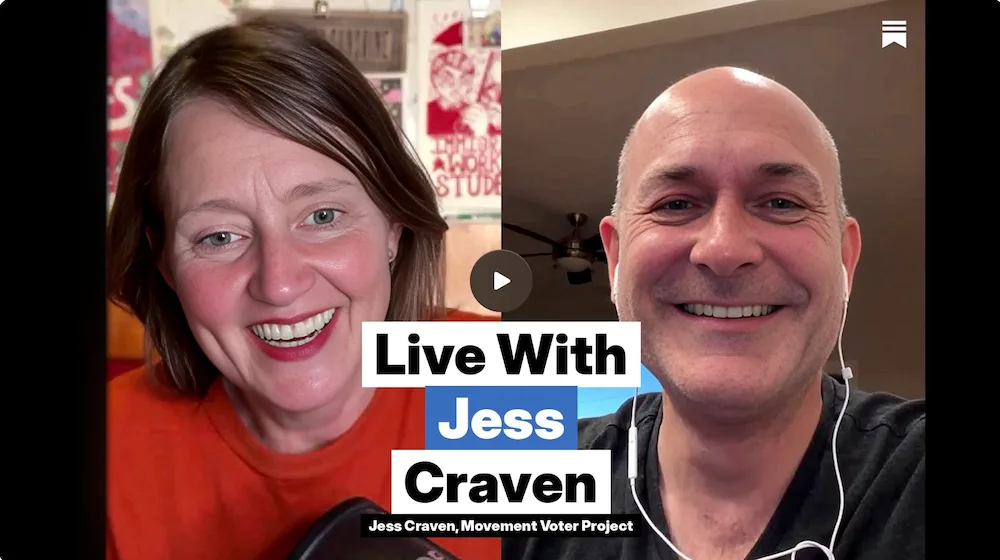 Screenshot of video interview with Jess Craven and Billy Wimsatt